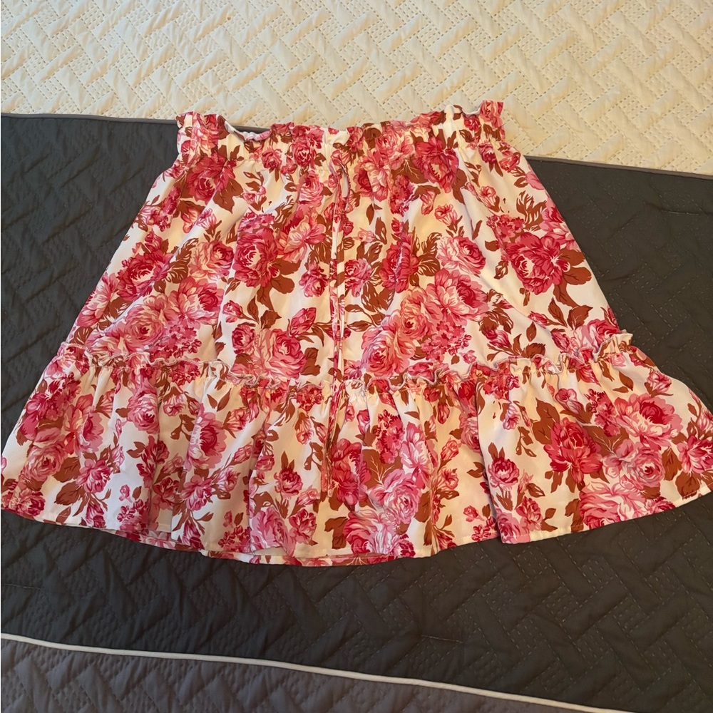 SHEIN elastic waist Floral Pink Skirt size xl